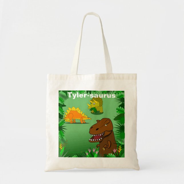 De Tela Dinosaurios en el bolso reutilizable personalizado (Frente)