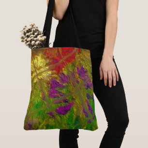 De Tela "Florales Texturizados" (grande) Bolso Hombro