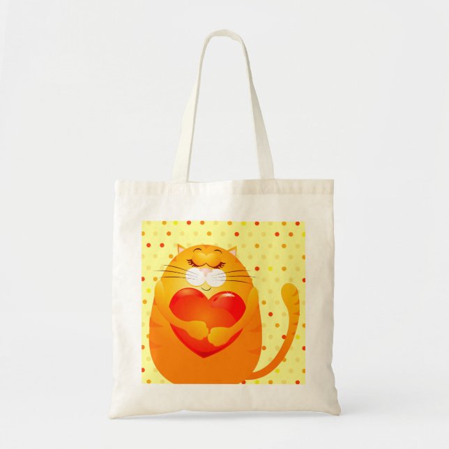 De Tela Gato dulce enamorado, bolso (Frente)