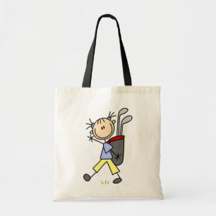 De Tela Golfista del chica con el bolso y clubs