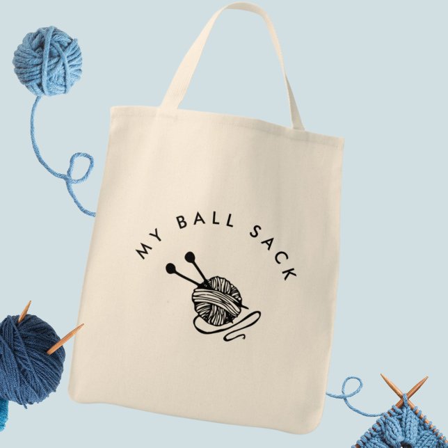De Tela Gracioso punto en mi bolso (knitting tote bag is a funny knitting gift for a knitter or crochet )