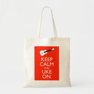 De Tela Guarde la calma y Uke en bolso del Ukulele