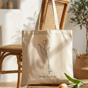 De Tela Mama Bolso Tot con Letra Minimalista y Floral
