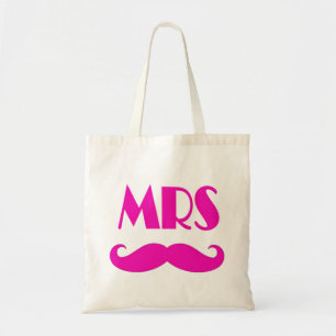 De Tela Mustache blanco y rosa divertida Sra. boda bolso d