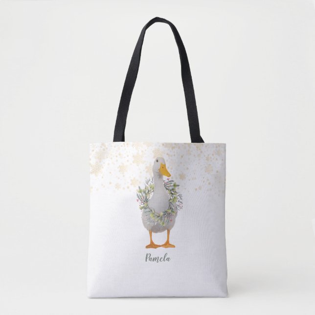 De Tela Navidades blancos pato bolso tote (Anverso)