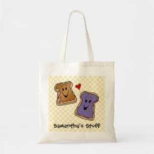 De Tela PB&J personalizado embroma el bolso del tote/de