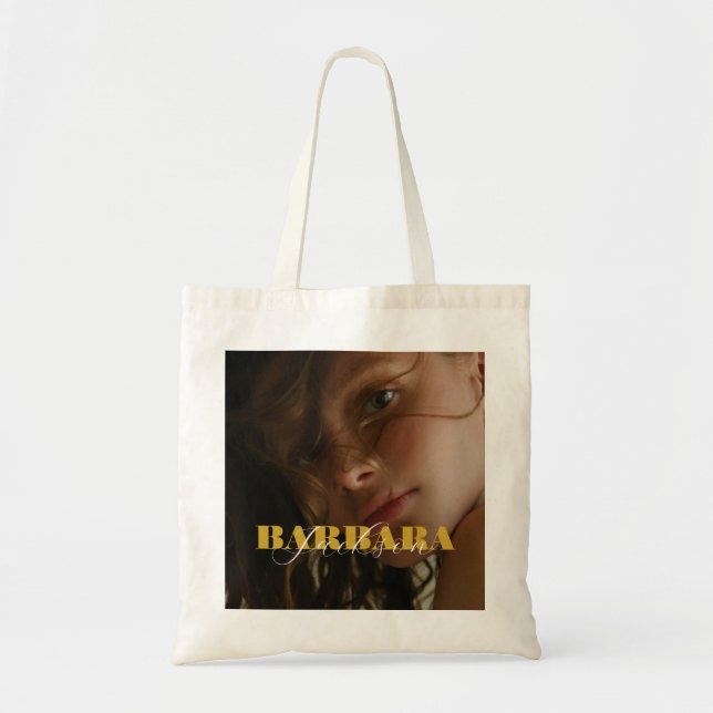 De Tela Personalizado Foto y apodo doble cara tote bolso (Frente)