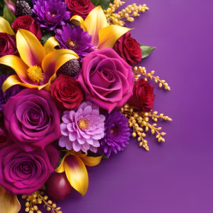 De Tela Ramo Floral Vibrante en Bolso Totte Morado