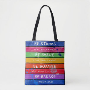 De Tela SEA VALIENTE. Sea fuerte. - Arco iris - bolso