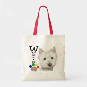 De Tela Westie lindo y la pata imprimen el bolso del