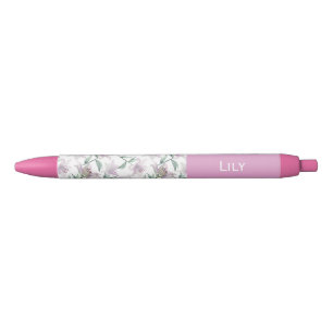 De Tinta Azul Bolígrafo personalizado con nome Lillies rosas
