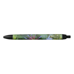 De Tinta Negra bolígrafo con flor azul/púrpura clara