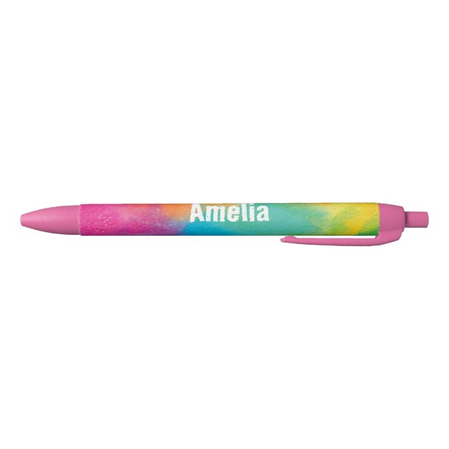 De Tinta Negra Bolígrafo con nombre personalizado Arcoíris Rosa (Parte de abajo)