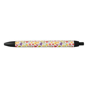 De Tinta Negra Bolígrafo con Patrón Frutal Colorido (Base Blanca)
