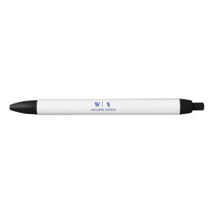 De Tinta Negra Bolígrafo Monograma Minimalista Moderno Negro y Az