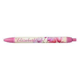 De Tinta Negra Bolígrafo Personalizado Acuarela Magnolia Rosa
