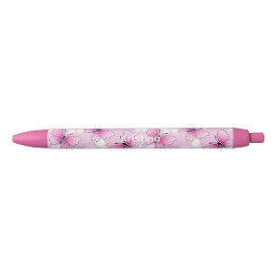 De Tinta Negra Bolígrafo Personalizado Mariposa Rosa Lindo Kawaii