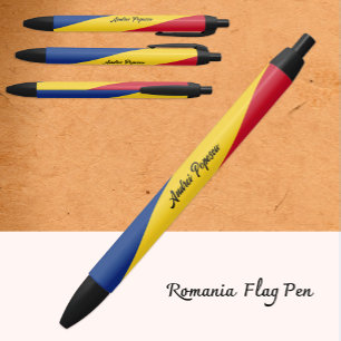 De Tinta Negra Bolígrafo personalizado rumano, bandera rumana, Ru