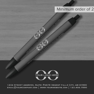 De Tinta Negra Bolígrafo promocional gris personalizado con logot