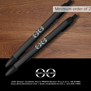 De Tinta Negra Bolígrafo promocional negro personalizado con logo