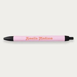De Tinta Negra Bolígrafo rosa naranja decorativo retro