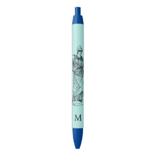 De Tinta Negra Diosa griega Atenea y bolígrafo monograma