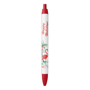 De Tinta Negra Flamingo Navidades Rojos Bolígrafo Felices Fiestas