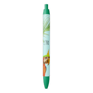 De Tinta Negra Loro Guacamayo Multicolor Tropical y Bolígrafo con