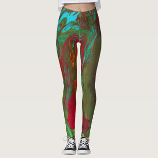 De Trapo a Rico 1 Rojo Verde Abstracto Leggings