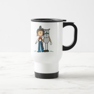 De Viaje Figura vaquera del palillo con la taza del caballo