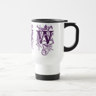 De Viaje Letra púrpura 'W' envuelta en vides - taza