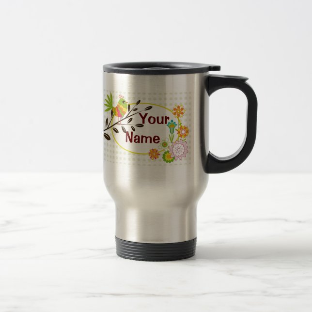 De Viaje Pájaro y flores retros su taza conocida (Derecha)