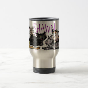 De Viaje Taza del viaje, gatos callejeros felices, nombre