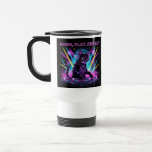 De Viaje Taza DJ Gato Paws Play Repeat Regalo Divertido P