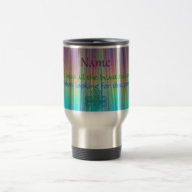 De Viaje Taza irlandesa del proverbio del ARCO IRIS (añada (Centro)
