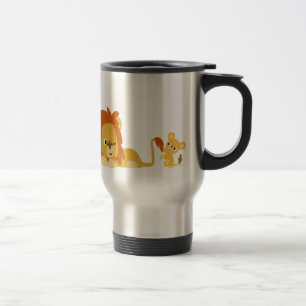De Viaje Taza linda del papá del león del dibujo animado 
