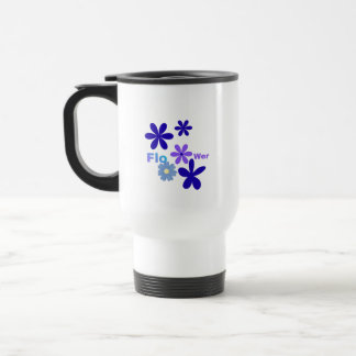 De Viaje Taza Minimalista Floral Elegante Azul y Púrpura