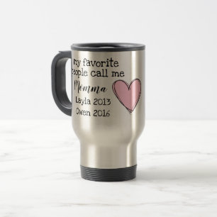 De Viaje taza personalizada del momma con nombres