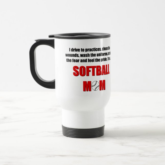 De Viaje Taza personalizada mamá del softball (Izquierda)