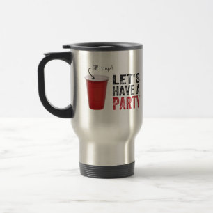 De Viaje ¡Tengamos un fiesta! Taza roja divertida