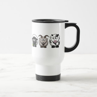 De Viaje Una oveja, una cabra y una vaca Taza para viajes/p