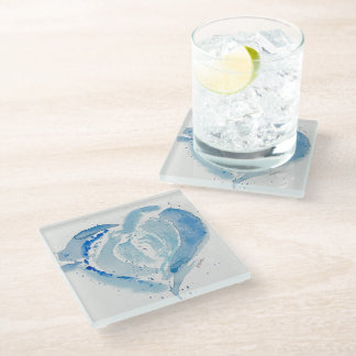 De Vidrio Corazón Posavasos Azul 