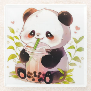 De Vidrio Cute Panda Bubble Tea Posavasos   Kawaii Boba Pand