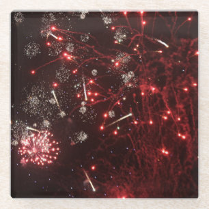 De Vidrio Posavasos para Bebidas con Fuegos Artificiales