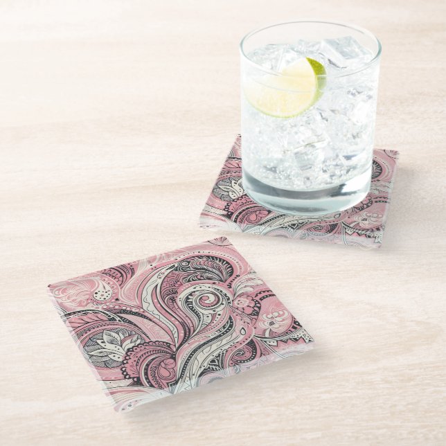 De Vidrio Posavasos Pink Paisley The Home Studio (Angular)
