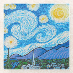 De Vidrio Posavasos - pintura inspirada en la noche estrella