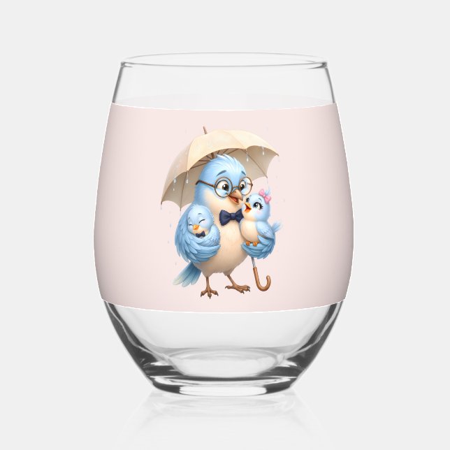 De Vino Vaso sin tallo Padre Pájaro (Anverso)