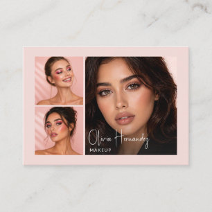 De Visita Blush Rosa Negro Script 3 Foto Maquillaje Tarjeta