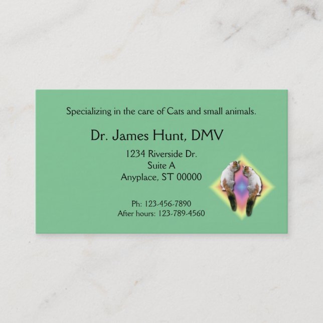 De Visita Bus. Tarjeta - Veterinario - Gatos con diamantes d (Anverso)