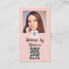 De Visita Código QR Logo Escritura Rosa Rubor Foto Tarjeta d